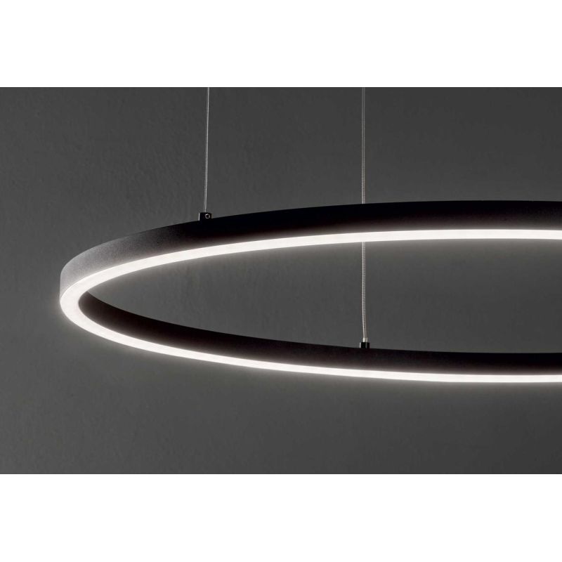 SOSPENSIONE MODERNA FORMA CIRCOLARE DIAMETRO CM 90 LED INTEGRATO 55W LUCE 3000K-4000K BIANCO O NERO CRISTALENSI - Cristalensi Sh
