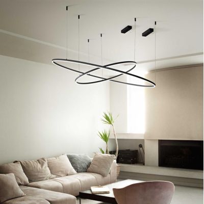 SOSPENSIONE MODERNA FORMA CIRCOLARE DIAMETRO CM 90 LED INTEGRATO 55W LUCE 3000K-4000K BIANCO O NERO CRISTALENSI - Cristalensi Sh