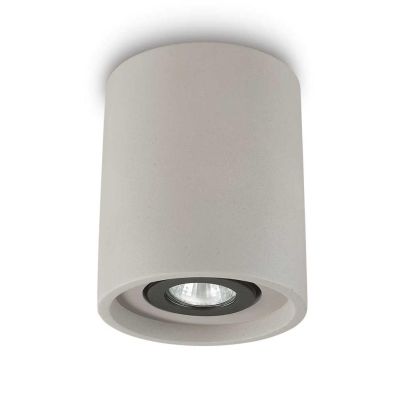 PLAFONIERA IN GESSO O CEMENTO DI FORMA ROTONDA VINTAGE CON FARETTO ORIENTABILE E LAMPADINA GU10 CRISTALENSI - Cristalensi Shop O
