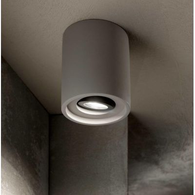 PLAFONIERA IN GESSO O CEMENTO DI FORMA ROTONDA VINTAGE CON FARETTO ORIENTABILE E LAMPADINA GU10 CRISTALENSI - Cristalensi Shop O