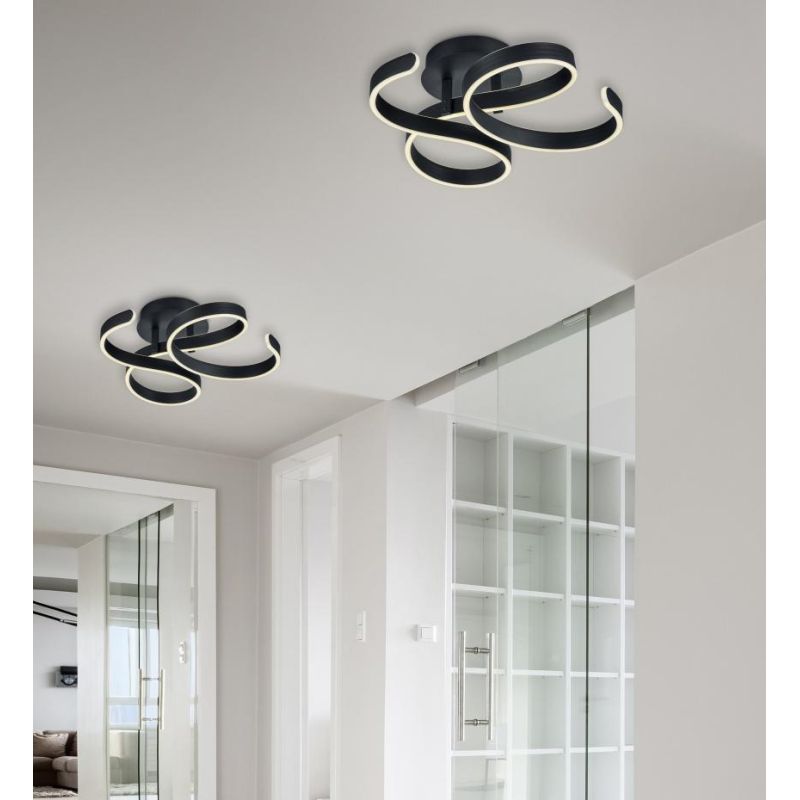 FRANCIS PLAFONIERA ANTRACITE LED 40W VORTICI MODERNA LUCE 3000K DIMMERABILE TRIO LIGHTING - Cristalensi Shop Online