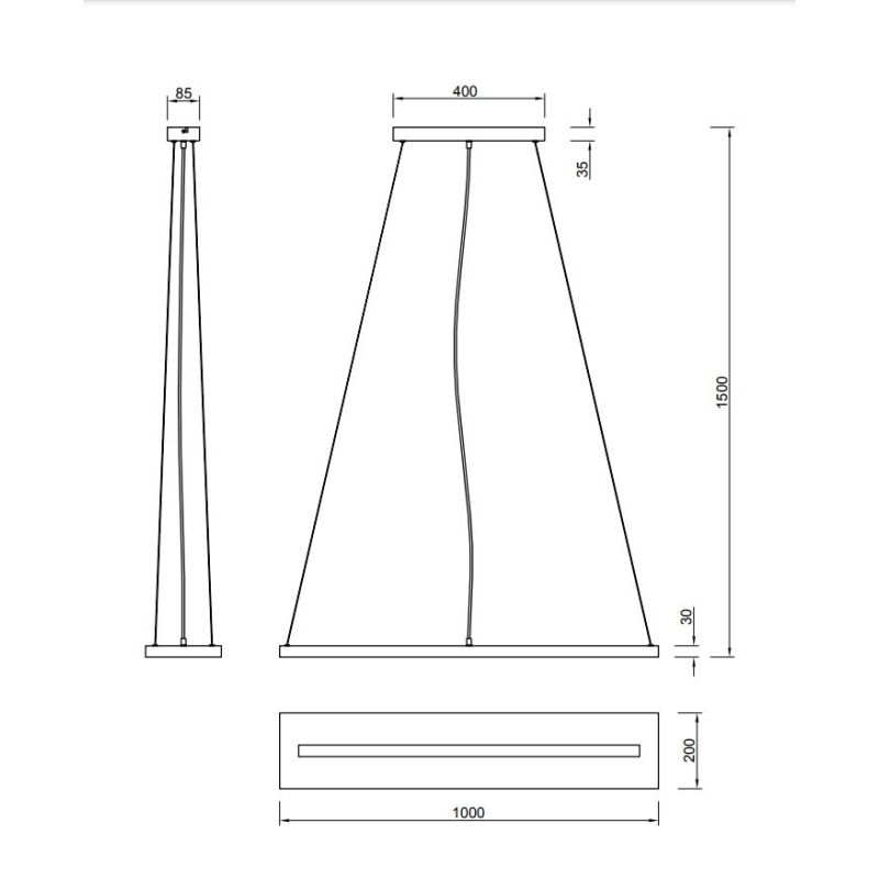 BRAD SOSPENSIONE IN LEGNO CON LED 27W LUCE 3000K DIMMERABILE LARGHEZZA CM 100 TRIO LIGHTING - Cristalensi Shop Online