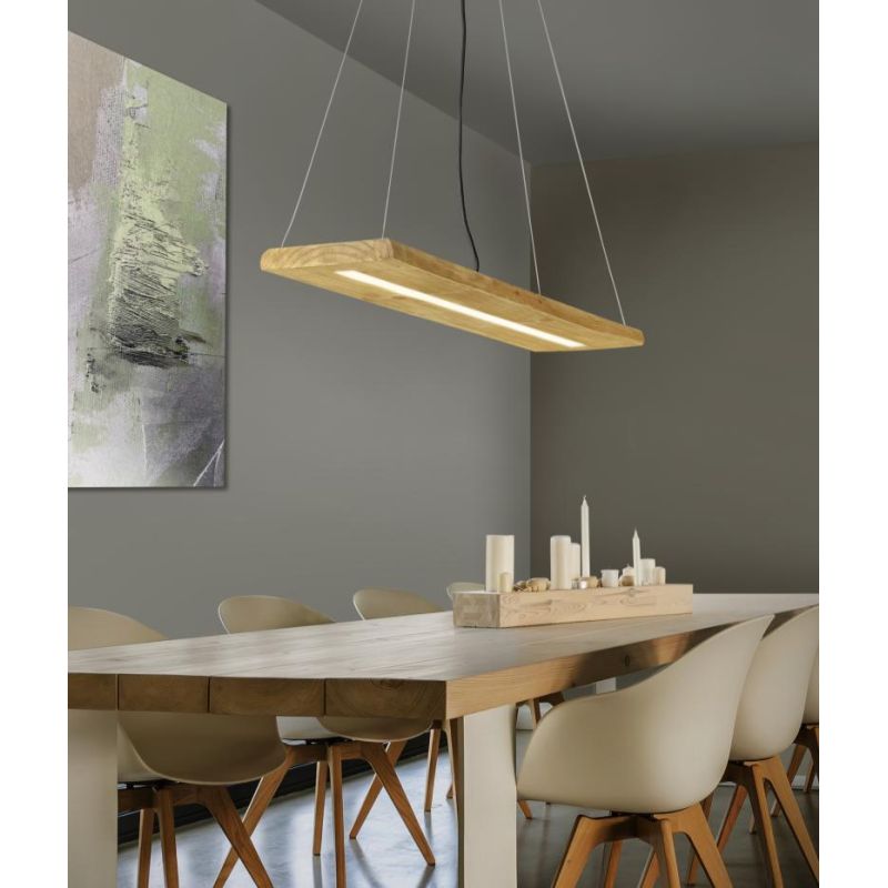 BRAD SOSPENSIONE IN LEGNO CON LED 27W LUCE 3000K DIMMERABILE LARGHEZZA CM 100 TRIO LIGHTING - Cristalensi Shop Online