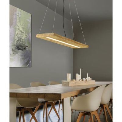 BRAD SOSPENSIONE IN LEGNO CON LED 27W LUCE 3000K DIMMERABILE LARGHEZZA CM 100 TRIO LIGHTING - Cristalensi Shop Online