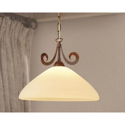 1730-1S DIAMETRO 40 CM LAMPADARIO A SOSPENSIONE FINITURA RUGGINE CON VETRO CREMA LAM EXPORT - Cristalensi Shop Online