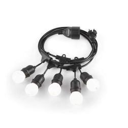 CATENARIA DI MT 4 PER ESTERNI IP44 IN PLASTICA NERA 5 LUCI CON OCCHIELLI DI ANCORAGGIO CRISTALENSI - Cristalensi Shop Online 2