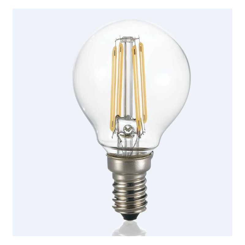 LAMPADINA E14 LED 4W DIMMERABILE SFERA TRASPARENTE LUCE 3000K ECONOMICA DURATA 15000 ORE CRISTALENSI - Cristalensi Shop Online