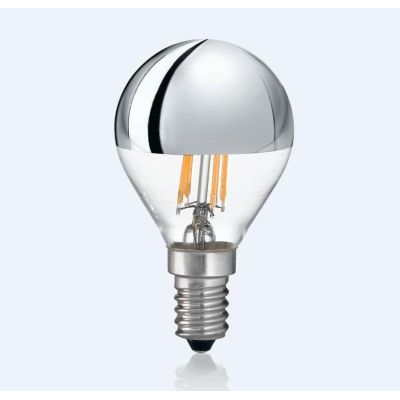 LAMPADINA E14 LED 4W SFERA CON CUPOLA ARGENTO LUCE 3000K ECONOMICA DURATA 15000 ORE CRISTALENSI - Cristalensi Shop Online