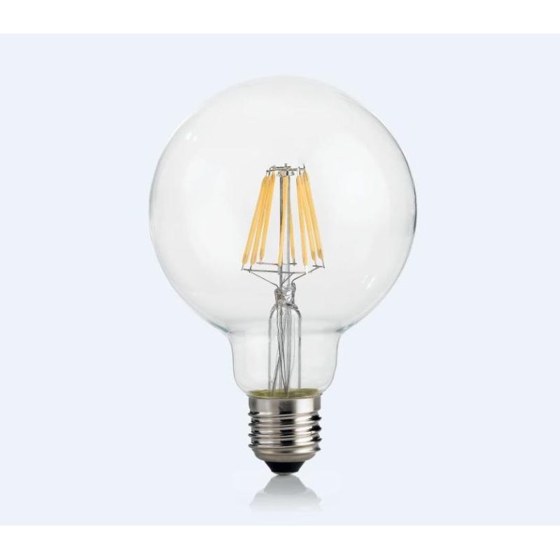 LAMPADINA GLOBO TRASPARENTE E27 LED 8W DIMMERABILE LUCE 3000K DURATA 15000 ORE CRISTALENSI - Cristalensi Shop Online