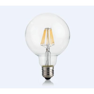 LAMPADINA GLOBO TRASPARENTE E27 LED 8W DIMMERABILE LUCE 3000K DURATA 15000 ORE CRISTALENSI - Cristalensi Shop Online