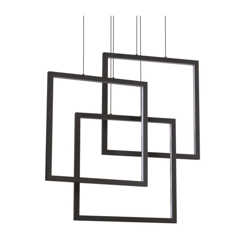 SOSPENSIONE MODERNA CON 3 QUADRATI LED INTEGRATO 80W LUCE 3000K BIANCO O NERO CRISTALENSI - Cristalensi Shop Online