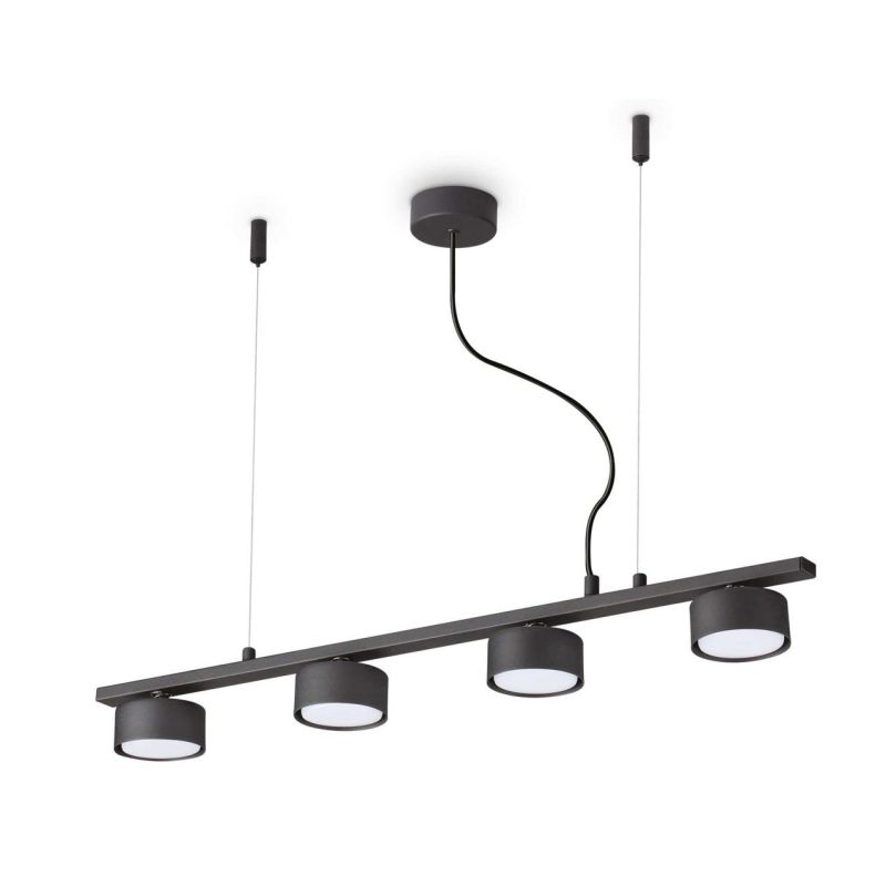 SOSPENSIONE RETTANGOLARE METALLO NERO CON 6 O 4 LUCI ATTACCO GX53 LAMPADINE INCLUSE MODERNA CRISTALENSI - Cristalensi Shop Onlin