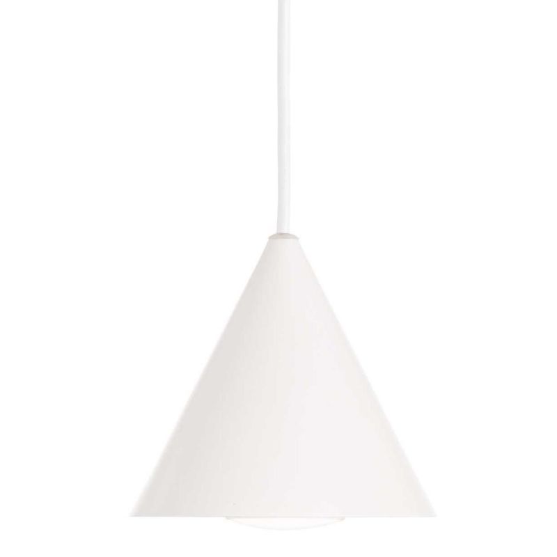 PICCOLA SOSPENSIONE SINGOLA A CONO DIAMETRO CM 13 IN METALLO BIANCO O NERO LAMPADINA GU10 INCLUSA CRISTALENSI - Cristalensi Shop