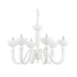 LAMPADARIO A SOSPENSIONE CLASSICO 6 LUCI IN METALLO BIANCO O NERO DIAMETRO CM 80 CRISTALENSI - Cristalensi Shop Online 2
