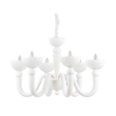 LAMPADARIO A SOSPENSIONE CLASSICO 6 LUCI IN METALLO BIANCO O NERO DIAMETRO CM 80 CRISTALENSI - Cristalensi Shop Online
