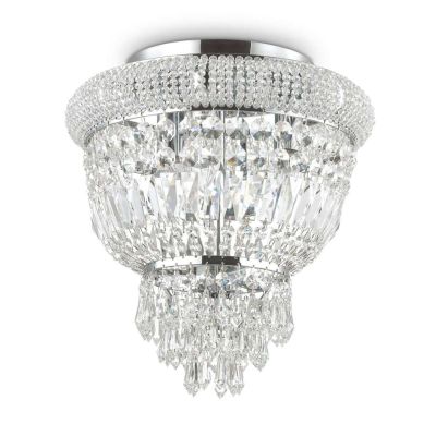 PLAFONIERA ELEGANTE CROMO O OTTONE 3 MISURE CON ELEMENTI DECORATIVI IN CRISTALLO TRASPARENTE CRISTALENSI - Cristalensi Shop Onli
