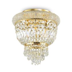 PLAFONIERA ELEGANTE CROMO O OTTONE 3 MISURE CON ELEMENTI DECORATIVI IN CRISTALLO TRASPARENTE CRISTALENSI - Cristalensi Shop Onli 2