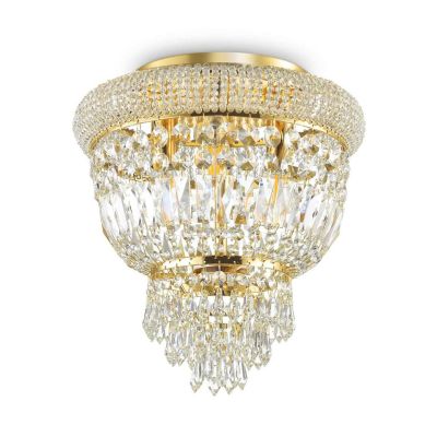 PLAFONIERA ELEGANTE CROMO O OTTONE 3 MISURE CON ELEMENTI DECORATIVI IN CRISTALLO TRASPARENTE CRISTALENSI - Cristalensi Shop Onli