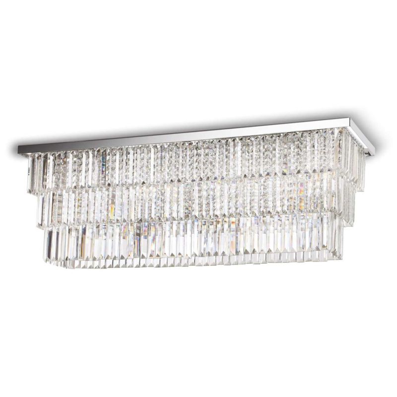 PLAFONIERA 8 LUCI ELEGANTE CROMO O ORO CON PENDAGLI DECORATIVI IN CRISTALLO CRISTALENSI - Cristalensi Shop Online