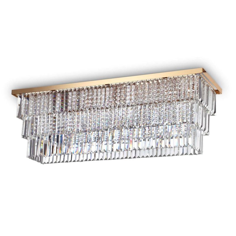 PLAFONIERA 8 LUCI ELEGANTE CROMO O ORO CON PENDAGLI DECORATIVI IN CRISTALLO CRISTALENSI - Cristalensi Shop Online