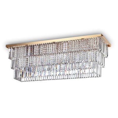 PLAFONIERA 8 LUCI ELEGANTE CROMO O ORO CON PENDAGLI DECORATIVI IN CRISTALLO CRISTALENSI - Cristalensi Shop Online