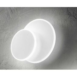 LAMPADA DA PARETE DESIGN MODERNO 2 CERCHI BIANCHI CON LED 14W LUCE 3000K CRISTALENSI - Cristalensi Shop Online