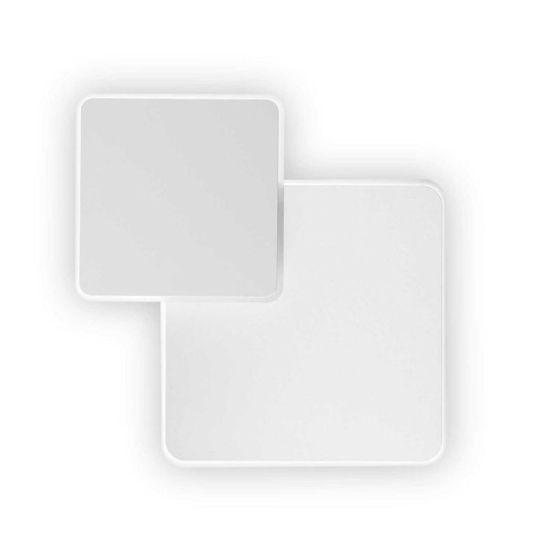 LAMPADA DA PARETE DESIGN MODERNO 2 QUADRATI BIANCHI CON LED 14W LUCE 3000K CRISTALENSI - Cristalensi Shop Online