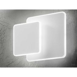 LAMPADA DA PARETE DESIGN MODERNO 2 QUADRATI BIANCHI CON LED 14W LUCE 3000K CRISTALENSI - Cristalensi Shop Online