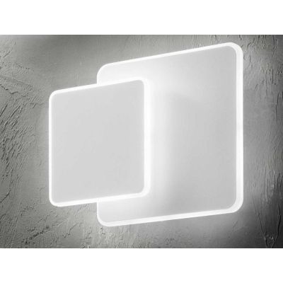 LAMPADA DA PARETE DESIGN MODERNO 2 QUADRATI BIANCHI CON LED 14W LUCE 3000K CRISTALENSI - Cristalensi Shop Online