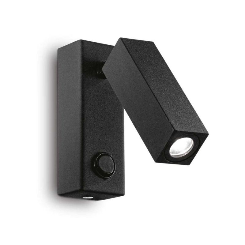 PICCOLA APPLIQUE A COLONNA CON FARETTO ORIENTABILE LED 3W LUCE 3000K IN METALLO BIANCO O NERO CRISTALENSI - Cristalensi Shop Onl