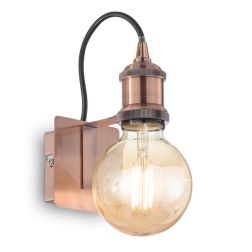 APPLIQUE VINTAGE CON LAMPADINA A VISTA E STRUTTURA IN METALLO BRUNITO O RAME MINIMAL CRISTALENSI - Cristalensi Shop Online