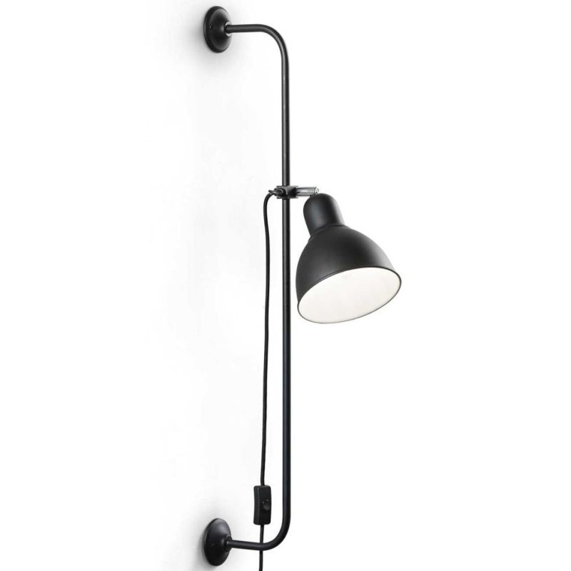 LAMPADA DA PARETE SALISCENDI IN METALLO NERO PRATICA E MODERNA CON LAMPADINA E27 CRISTALENSI - Cristalensi Shop Online
