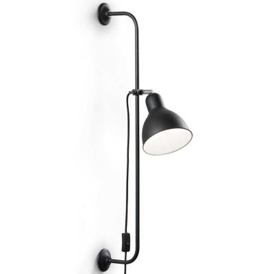 LAMPADA DA PARETE SALISCENDI IN METALLO NERO PRATICA E MODERNA CON LAMPADINA E27 CRISTALENSI - Cristalensi Shop Online