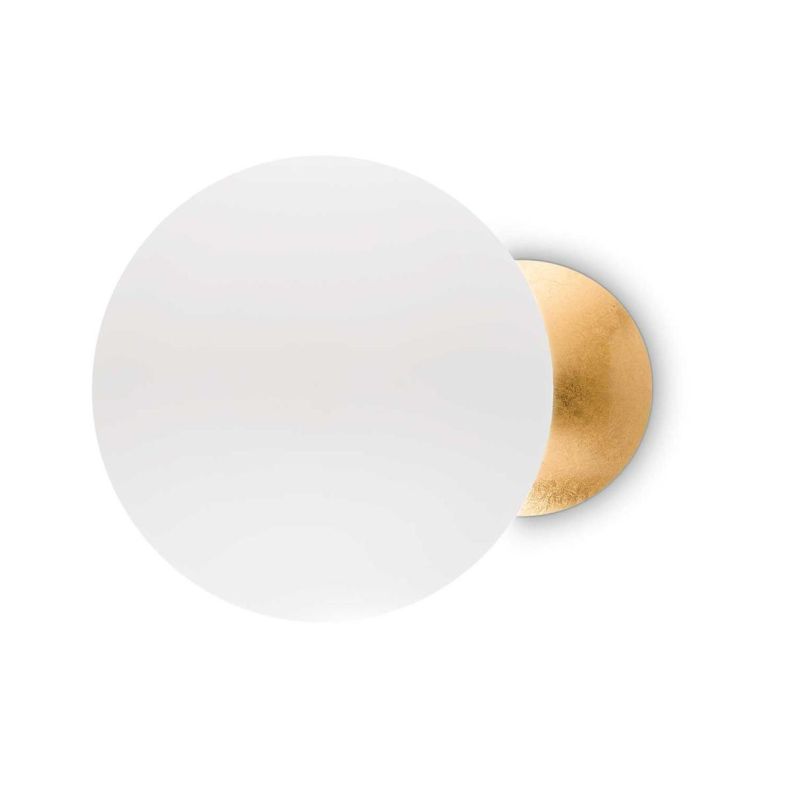 APPLIQUE MODERNA 2 MISURE IN METALLO FOGLIA ORO DIFFUSORE ORIENTABILE LED INTEGRATO LUCE 3000K CRISTALENSI - Cristalensi Shop On