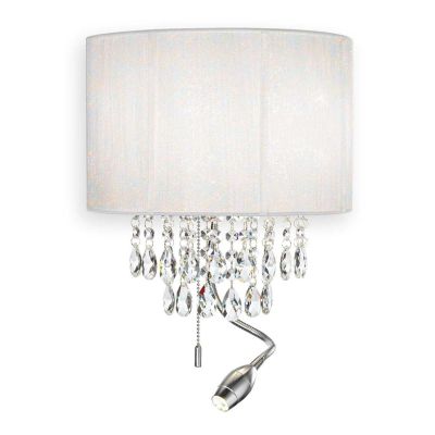 APPLIQUE MODERNA IN METALLO CROMO CON GOCCE IN CRISTALLO E LED DA LETTURA PARALUME IN PVC CRISTALENSI - Cristalensi Shop Online