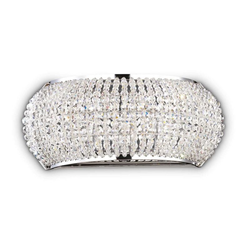APPLIQUE ELEGANTE IN METALLO ORO O CROMO CON PERLE IN CRISTALLO TRASPARENTE CRISTALENSI - Cristalensi Shop Online