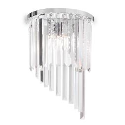 APPLIQUE MODERNA IN METALLO CROMO O ORO CON PENDAGLI IN CRISTALLO TRASPARENTE CRISTALENSI - Cristalensi Shop Online 2