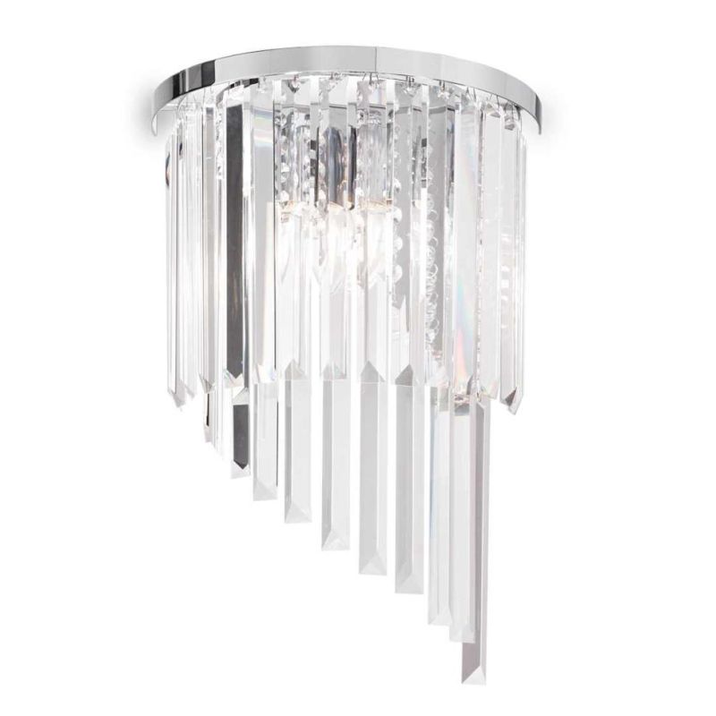 APPLIQUE MODERNA IN METALLO CROMO O ORO CON PENDAGLI IN CRISTALLO TRASPARENTE CRISTALENSI - Cristalensi Shop Online