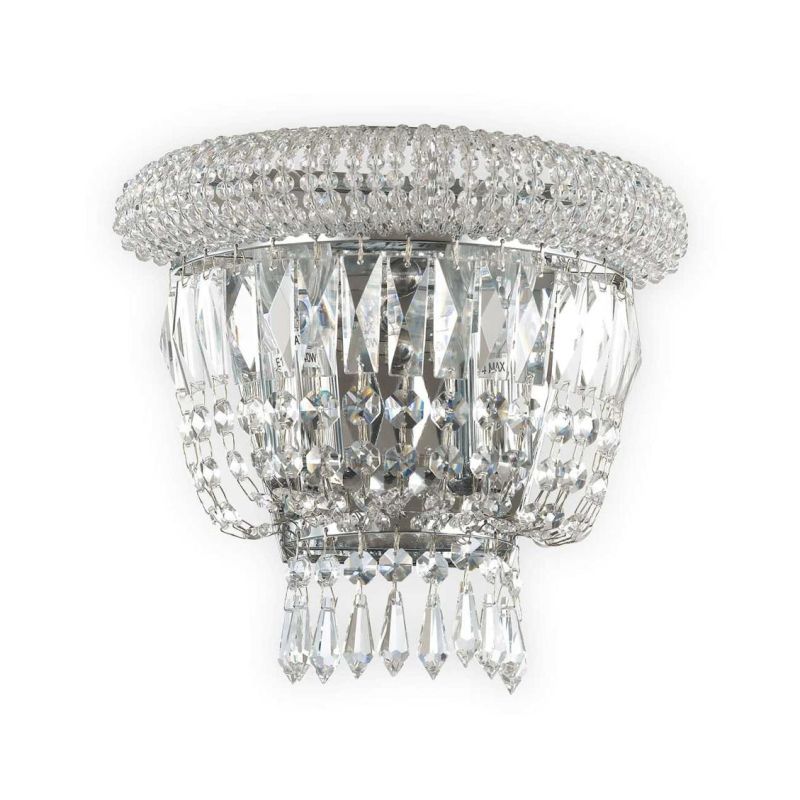 APPLIQUE ELEGANTE IN METALLO CROMO O OTTONE CON ELEMENTI DECORATIVI IN CRISTALLO TRASPARENTE CRISTALENSI - Cristalensi Shop Onli