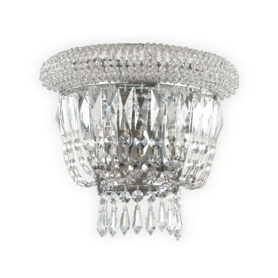 APPLIQUE ELEGANTE IN METALLO CROMO O OTTONE CON ELEMENTI DECORATIVI IN CRISTALLO TRASPARENTE CRISTALENSI - Cristalensi Shop Onli