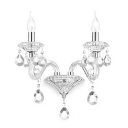 APPLIQUE CLASSICA CON 2 LUCI IN VETRO TRASPARENTE O ORO CON PENDAGLI IN CRISTALLO CRISTALENSI - Cristalensi Shop Online 2