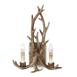 APPLIQUE RUSTICA CON CORNA DI CERVO FINITURA IN LEGNO 2 LUCI IDEALE PER STUTTURE DI MONTAGNA CRISTALENSI - Cristalensi Shop Onli 2