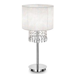 LAMPADA DA TAVOLO IN METALLO CROMO CON GOCCE IN CRISTALLO E PARALUME IN PVC CRISTALENSI - Cristalensi Shop Online 2