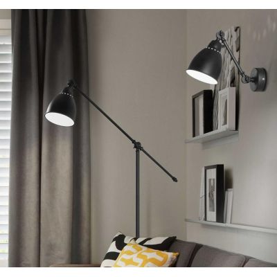 PIANTANA VINTAGE IN METALLO NERO O NICKEL CON BRACCIO E DIFFUSORE ORIENTABILI CRISTALENSI - Cristalensi Shop Online