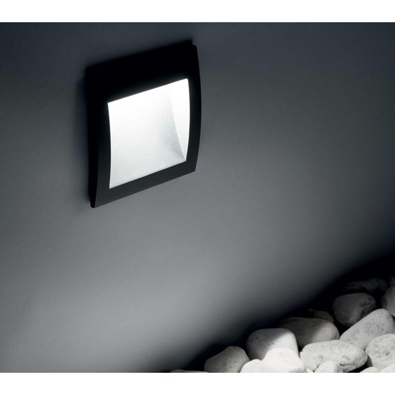 SEGNAPASSO DA INCASSO IP65 IN ALLUMINIO BIANCO O ANTRACITE LED 4W LUCE 3000K CM 14X14 CRISTALENSI - Cristalensi Shop Online