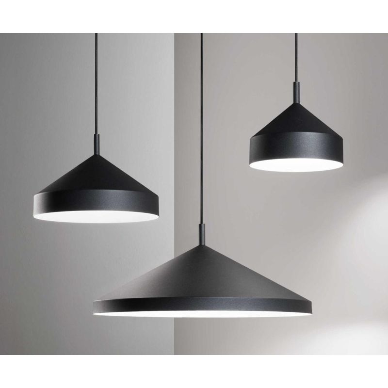 LAMPADARIO A SOSPENSIONE IN 3 MISURE METALLO BIANCO O NERO STILE VINTAGE LAMPADINA ATTACCO E27 CRISTALENSI - Cristalensi Shop On