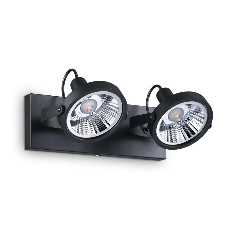 FARETTO DA SOFFITTO A 2 SPOT LED GU10 ORIENTABILI IN METALLO BIANCO O NERO CRISTALENSI - Cristalensi Shop Online