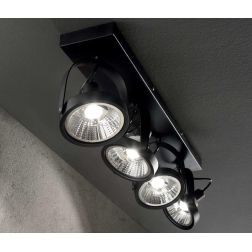 FARETTO DA SOFFITTO A 4 SPOT LED GU10 ORIENTABILI IN METALLO BIANCO O NERO CRISTALENSI - Cristalensi Shop Online