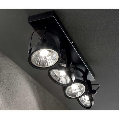 FARETTO DA SOFFITTO A 4 SPOT LED GU10 ORIENTABILI IN METALLO BIANCO O NERO CRISTALENSI - Cristalensi Shop Online