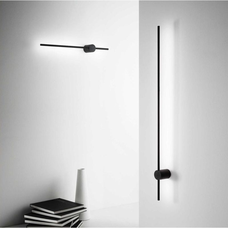 APPLIQUE LINEARE LUNGA 124 CM LED 20W LUCE 3000K METALLO BIANCO O NERO CRISTALENSI - Cristalensi Shop Online